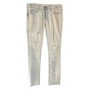 Zadig & Voltaire‎ Womens Distressed Eva Skull Embellished Jeans Cream Size 29